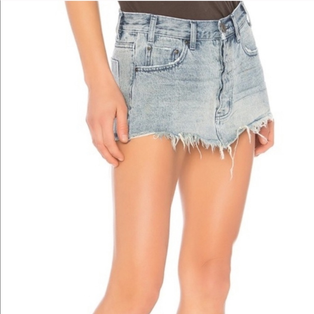 One Teaspoon Junkyard Miniskirt Blue Storm